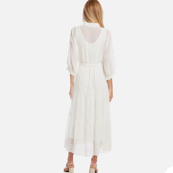 Karen Kane - Long Sleeve Embroidered Ivory Maxi Dress